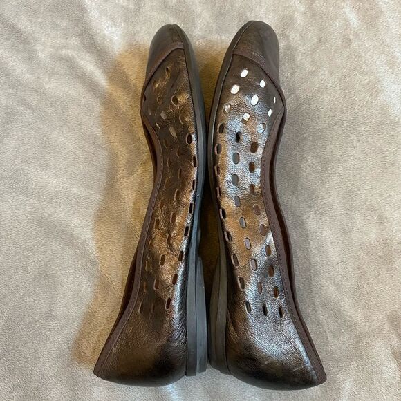 Vintage Sesto Meucci Bronze Metallic Leather Flats Women Size 9 - Picture 6 of 8